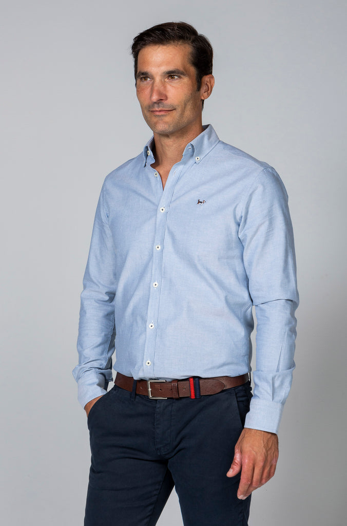 Camisa Oxford Liso Azul Petróleo