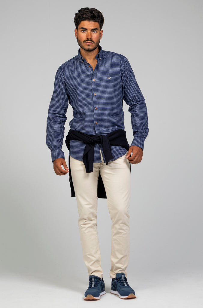Camisa Franela Perchada Cuadrito Gris
