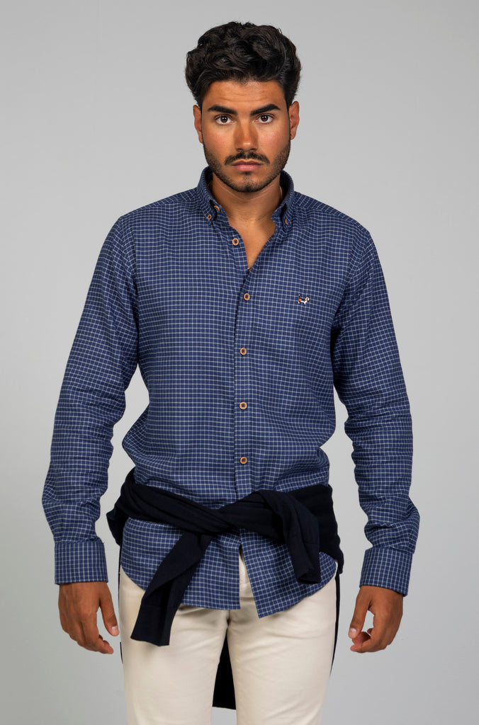 Camisa Franela Perchada Cuadrito Gris