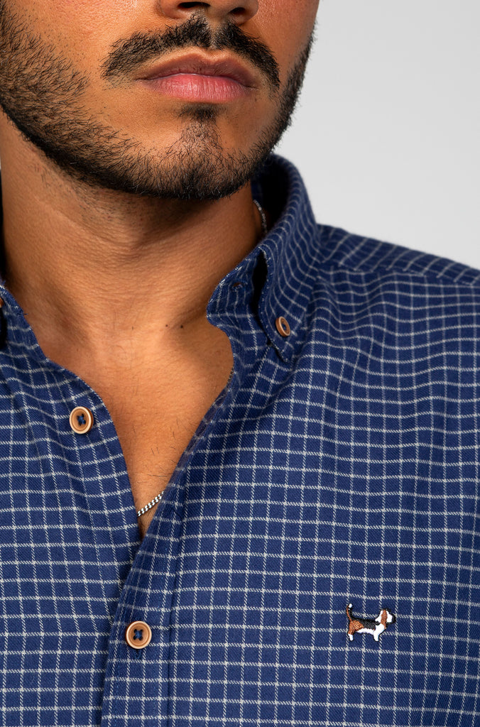 Camisa Franela Perchada Cuadrito Gris