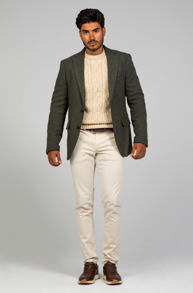 Americana Estructura Verde Botella Lana 100%