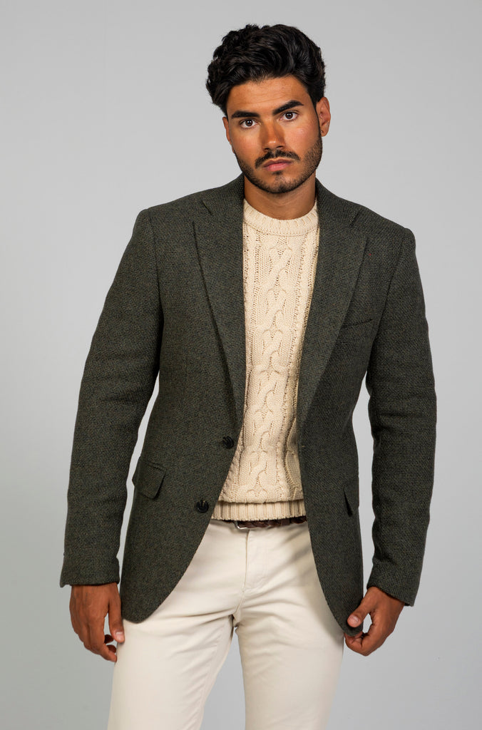 Americana Estructura Verde Botella Lana 100%