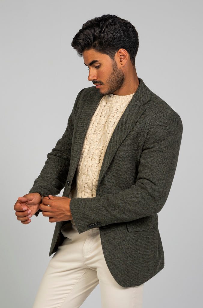 Americana Estructura Verde Botella Lana 100%