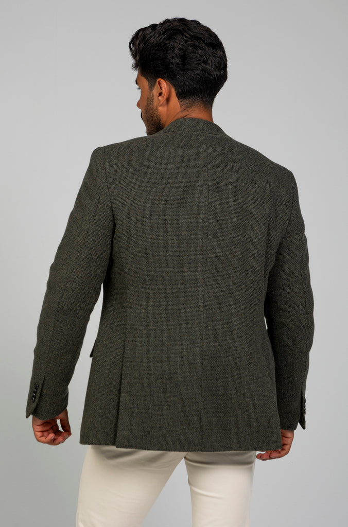 Americana Estructura Verde Botella Lana 100%