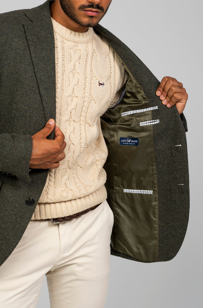 Americana Estructura Verde Botella Lana 100%