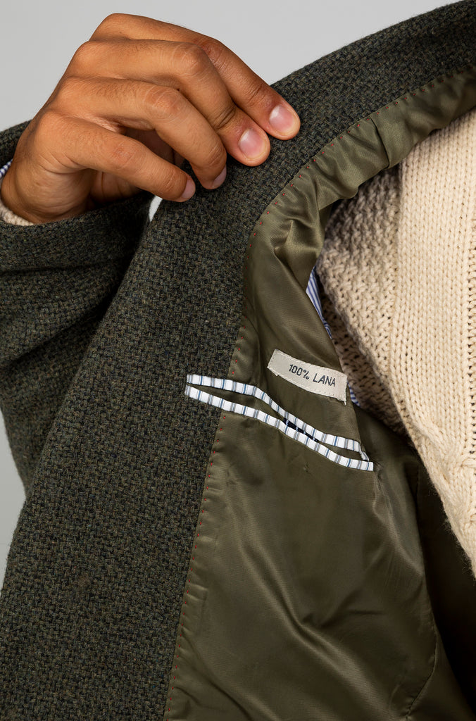 Americana Estructura Verde Botella Lana 100%