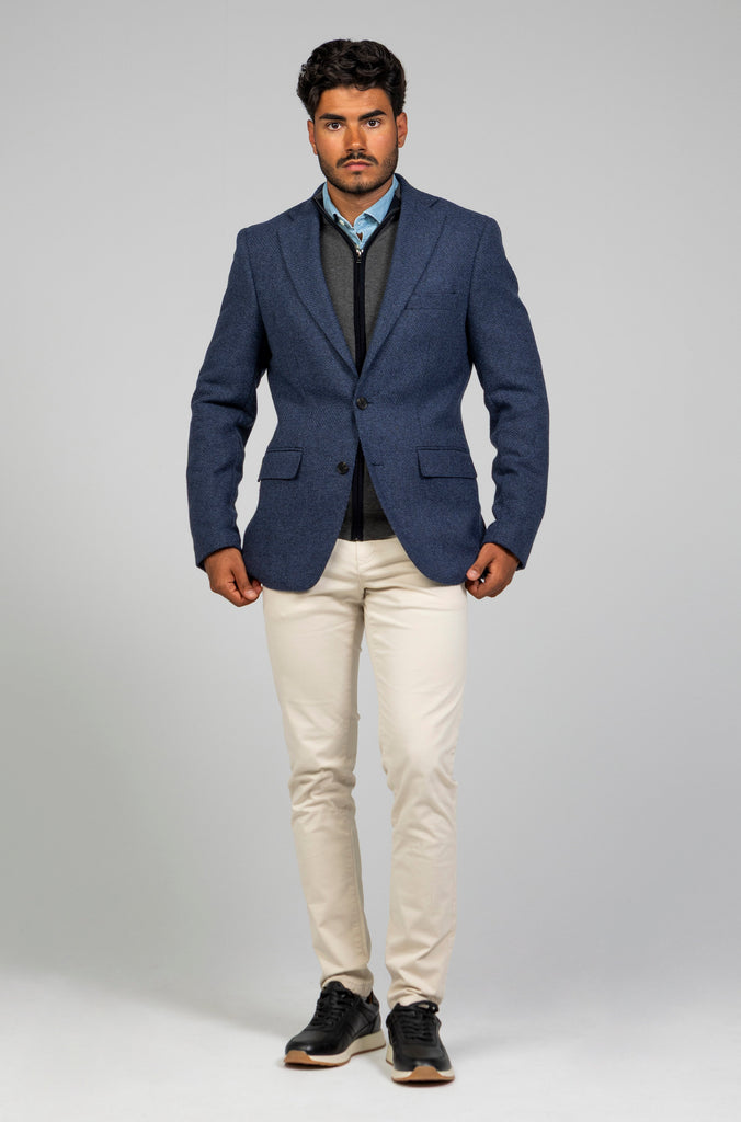 Americana Estructura Azul Marino Lana 100%