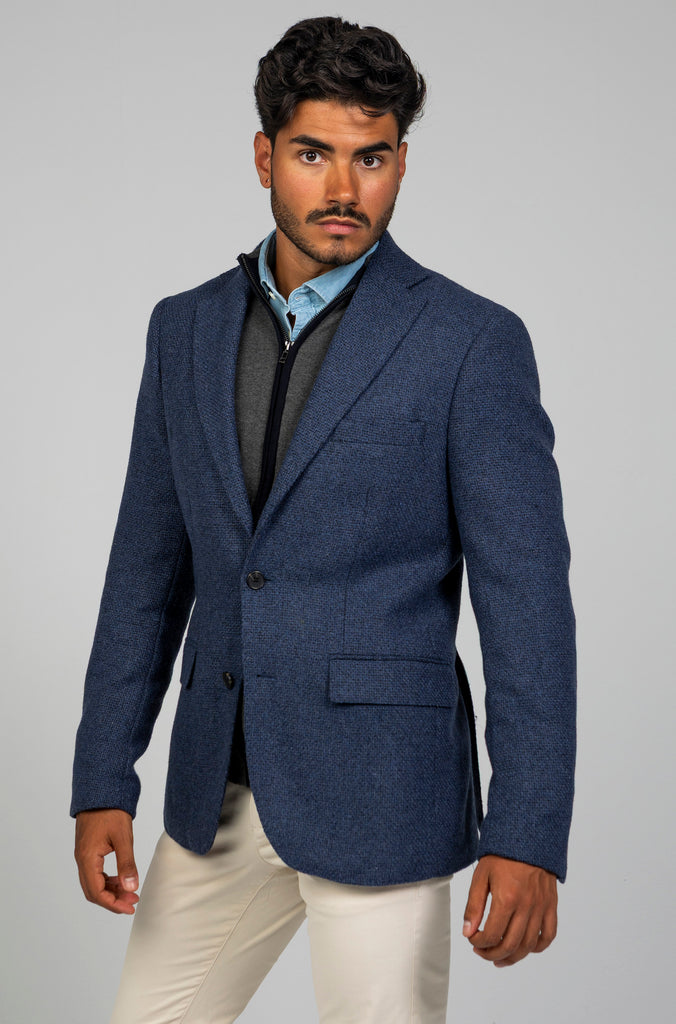 Americana Estructura Azul Marino Lana 100%