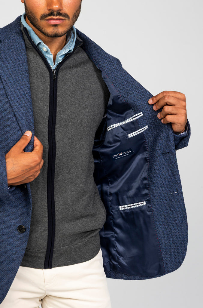 Americana Estructura Azul Marino Lana 100%