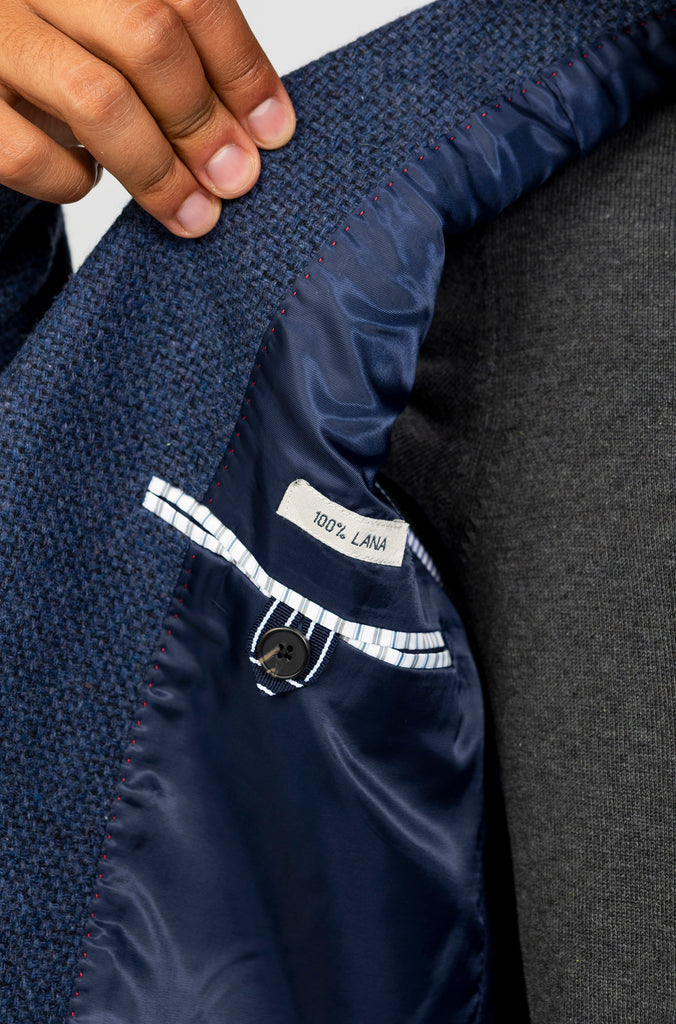 Americana Estructura Azul Marino Lana 100%