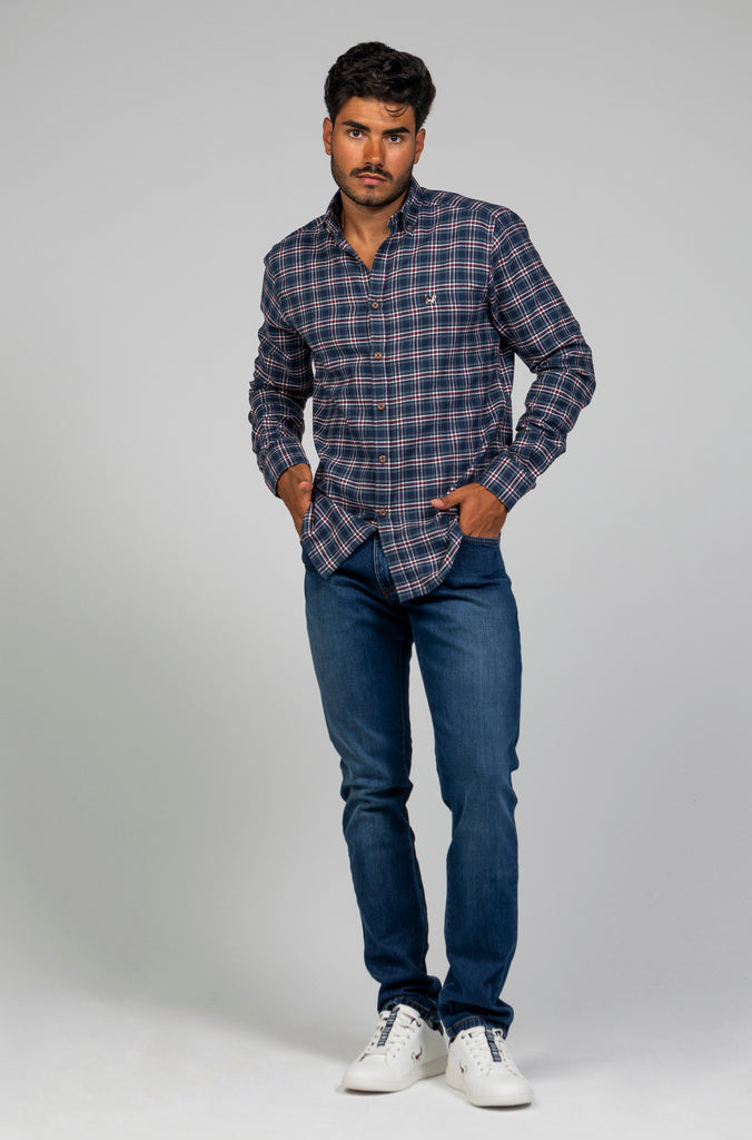 Camisa Franela Cuadro Granate