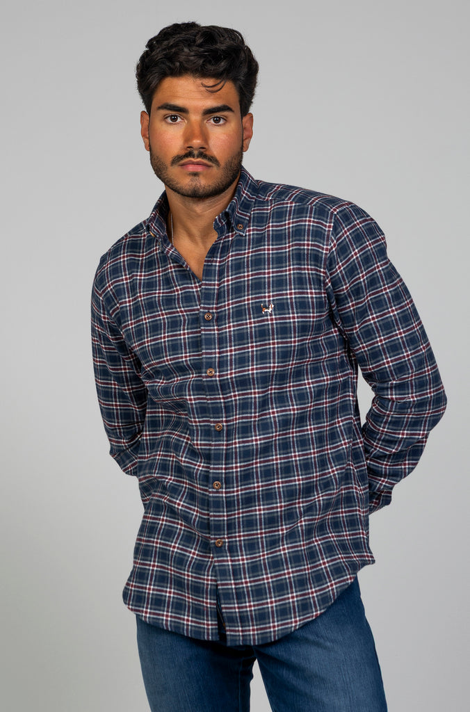 Camisa Franela Cuadro Granate