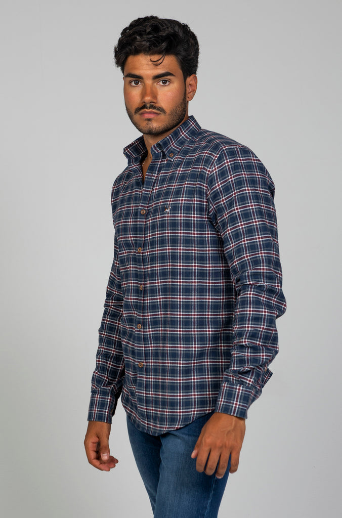 Camisa Franela Cuadro Granate