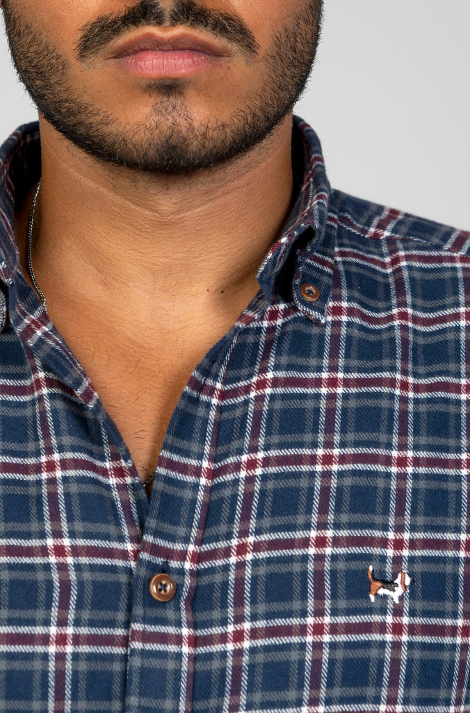 Camisa Franela Cuadro Granate