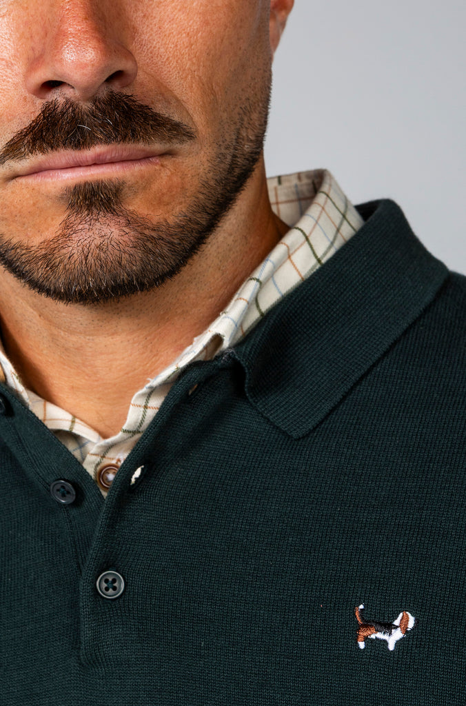 Jersey Básico Cuello Polo Verde Botella