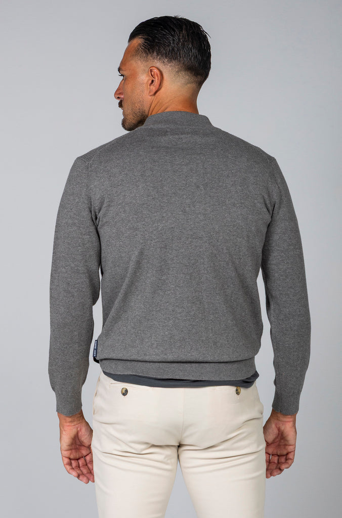Jersey Perlado Cuello Zipper Gris Medio