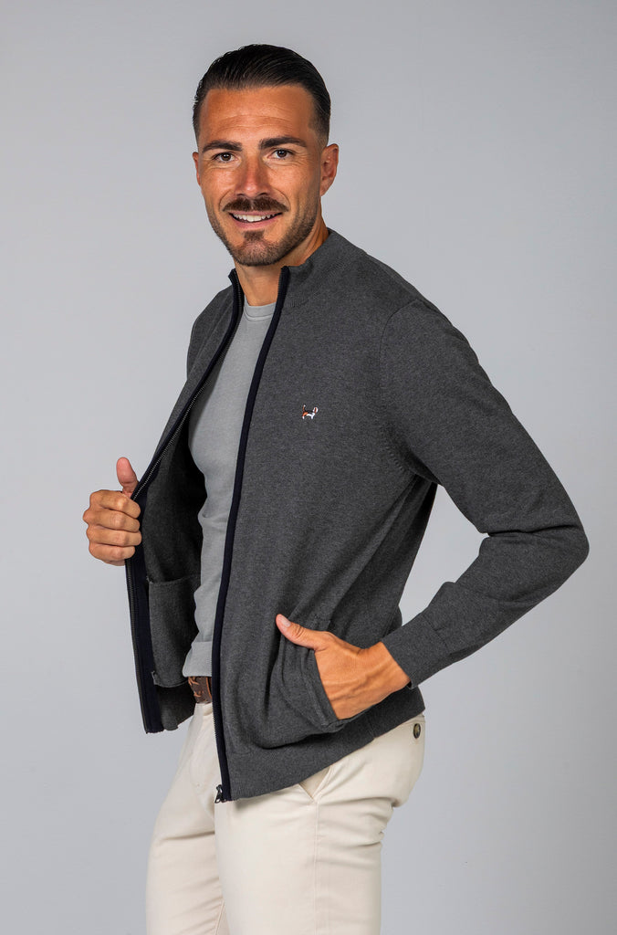 Jersey-Cárdigan Cremallera Gris Marengo