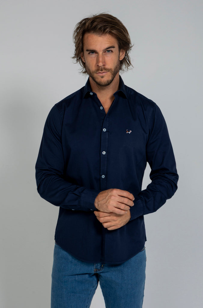 Camisa Twill Tintada Marino