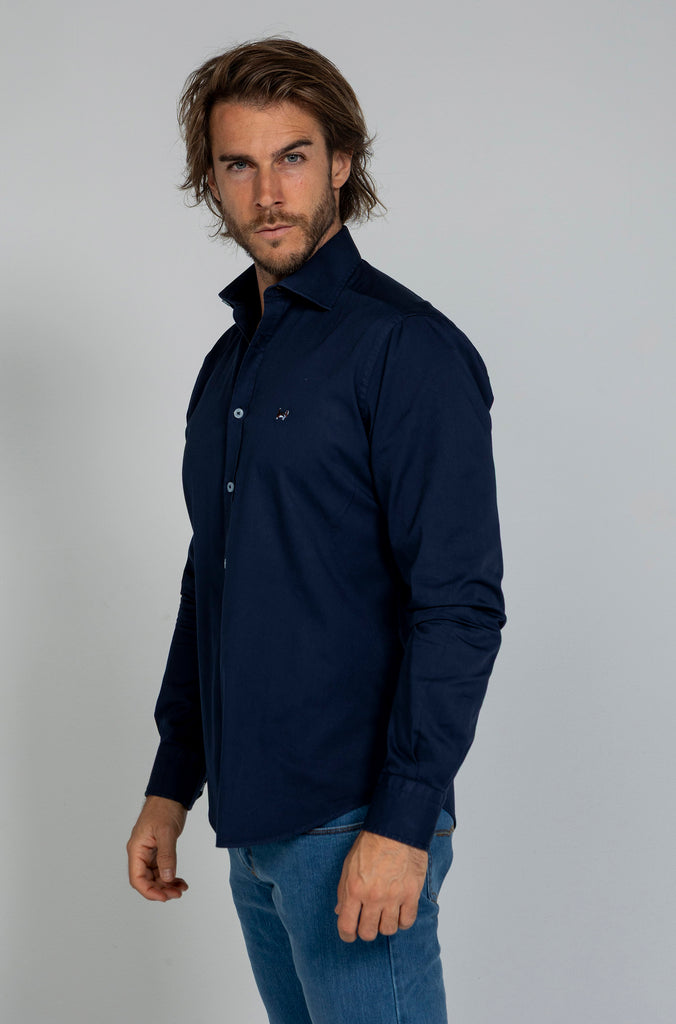 Camisa Twill Tintada Marino