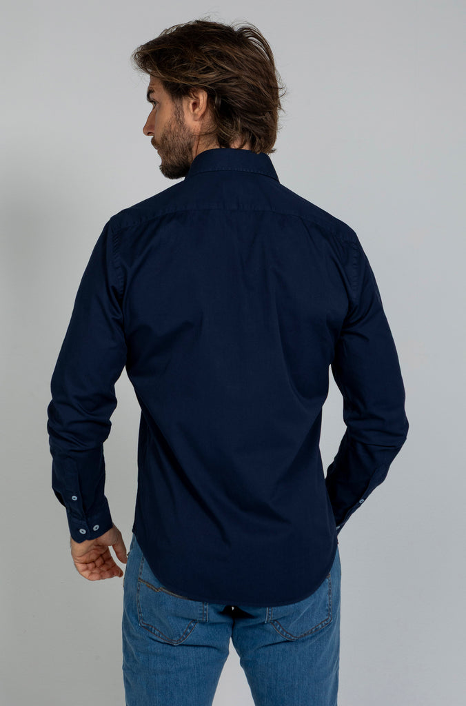 Camisa Twill Tintada Marino
