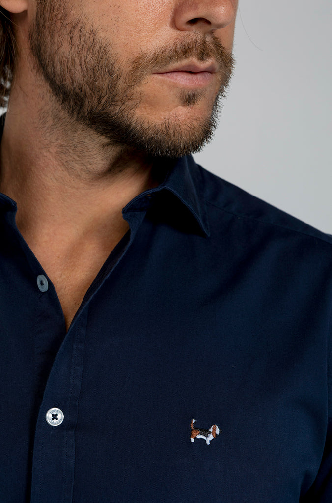 Camisa Twill Tintada Marino
