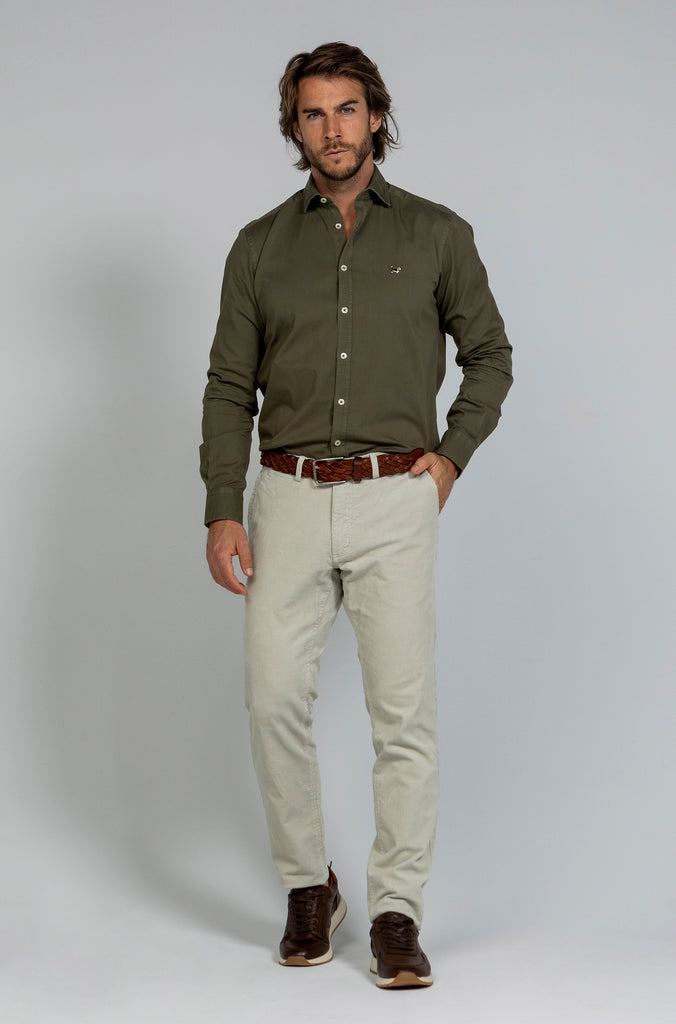 Camisa Twill Tintada Kaki