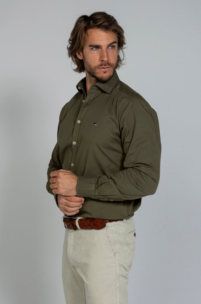 Camisa Twill Tintada Kaki
