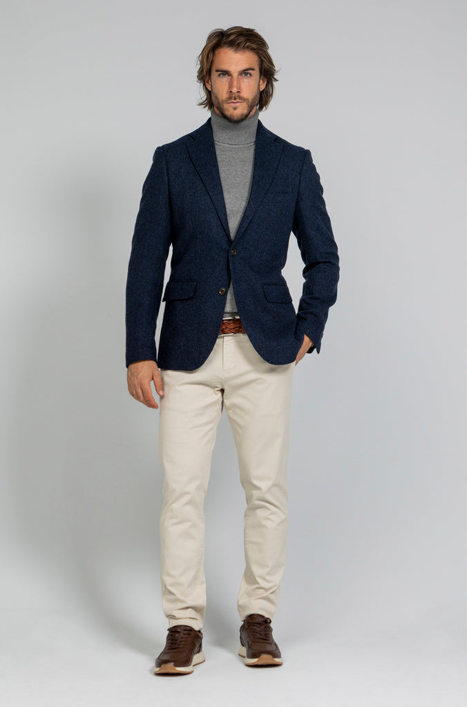 Americana Espiga Marino Lana 100%