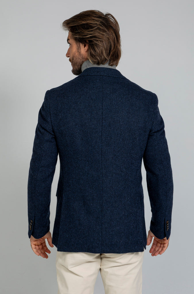 Americana Espiga Marino Lana 100%