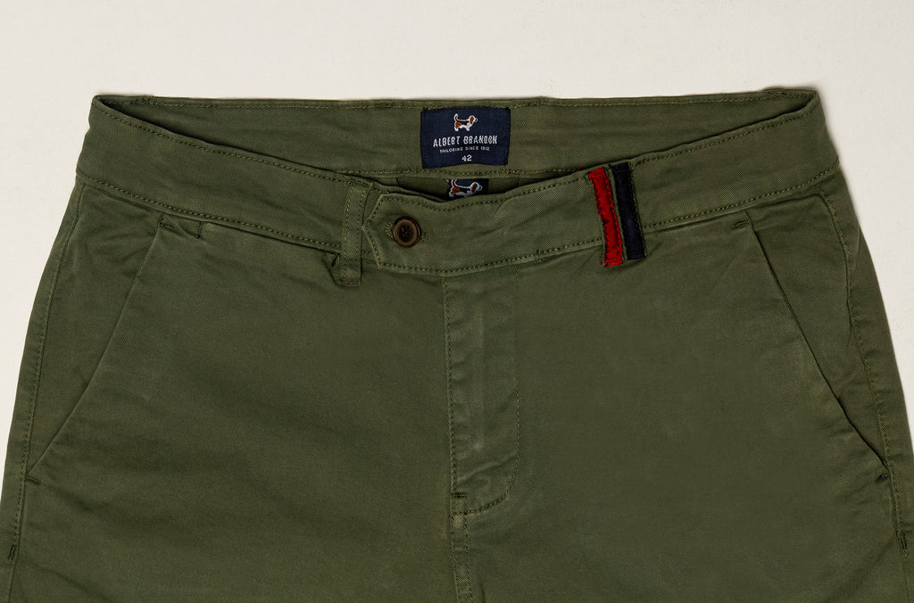 Pantalón Chino Elástico Garment Dyed Kaki