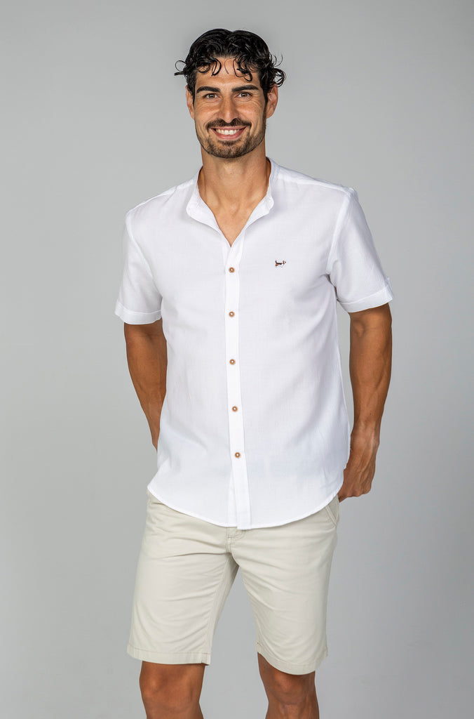 Camisa Seersuker Manga Corta Blanco