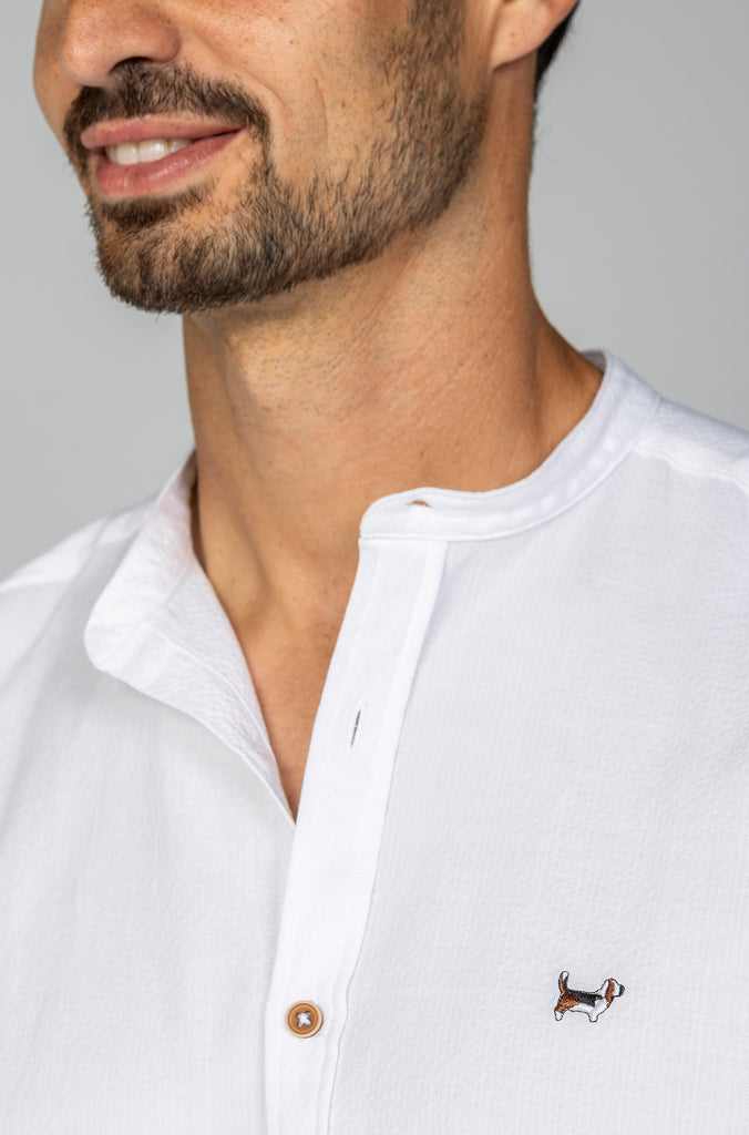 Camisa Seersuker Manga Corta Blanco