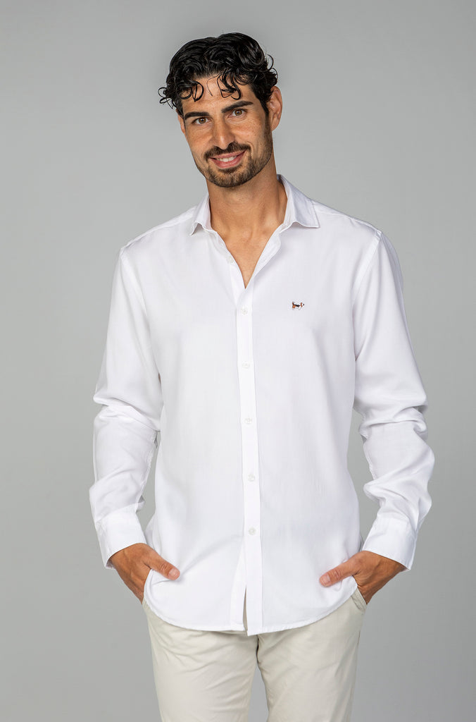 Camisa Tencel Desgastada Blanca