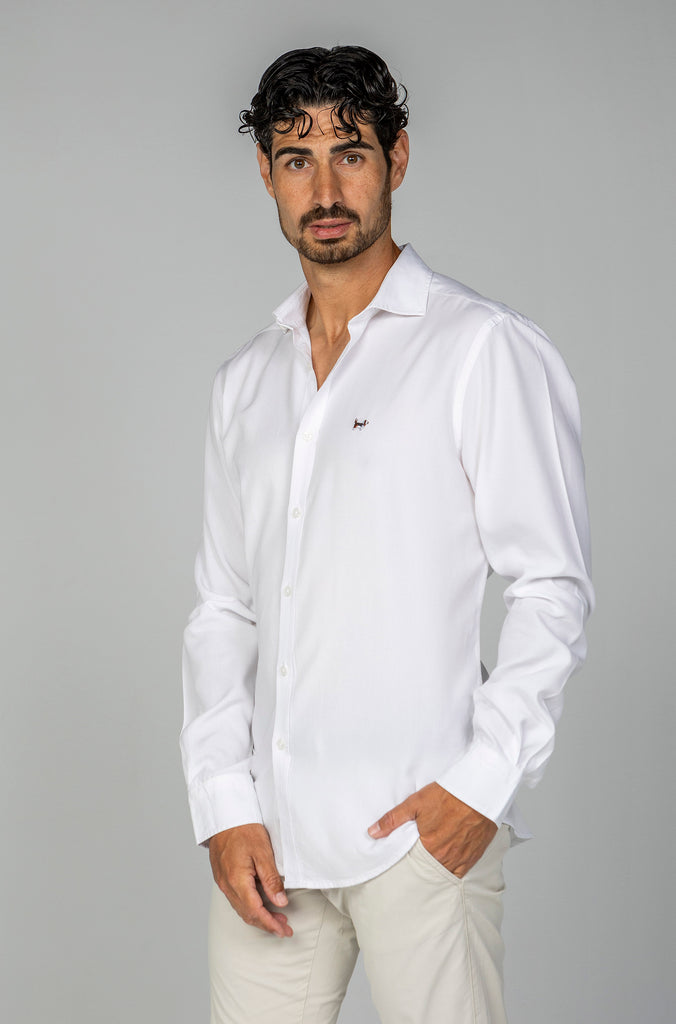 Camisa Tencel Desgastada Blanca