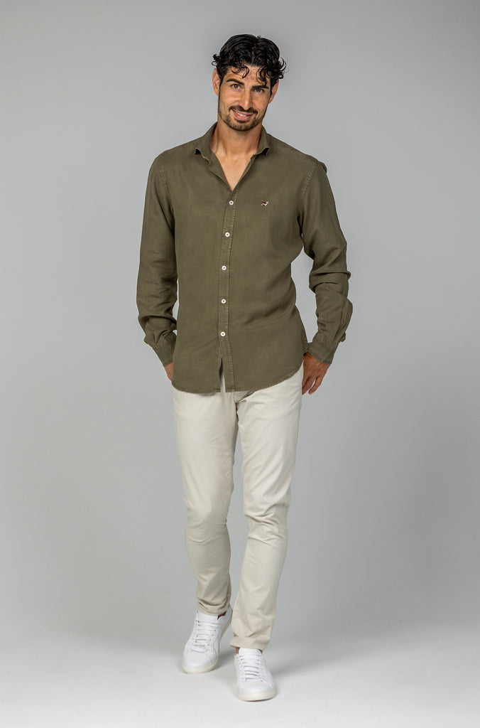 Camisa Tencel Desgastada Kaki