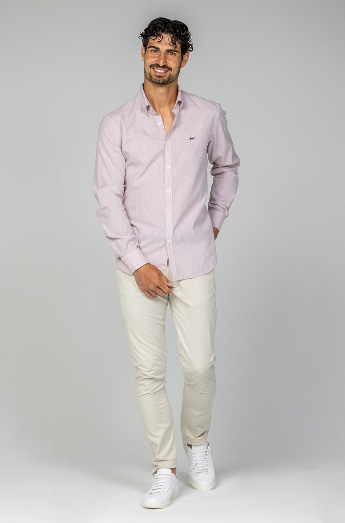 Camisa Lino Rosa Palo