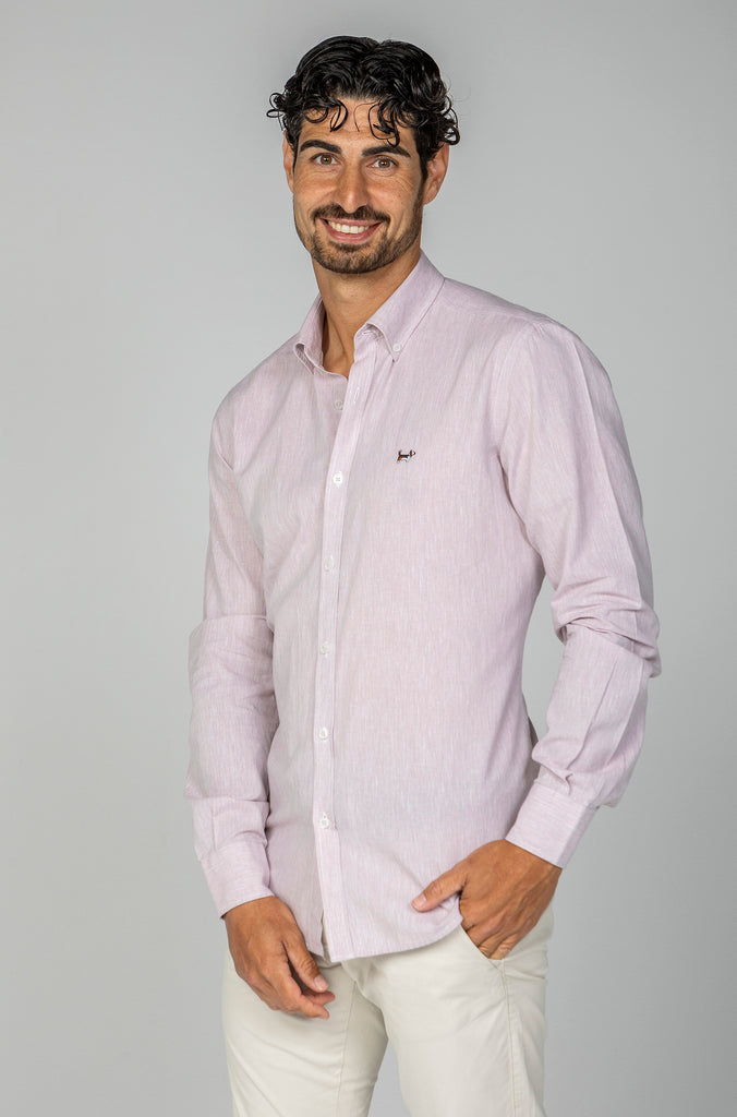Camisa Lino Rosa Palo