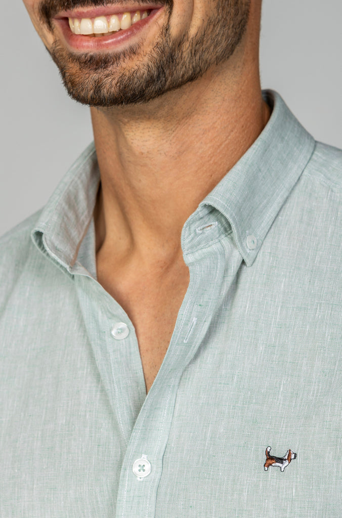 Camisa Lino Verde Agua