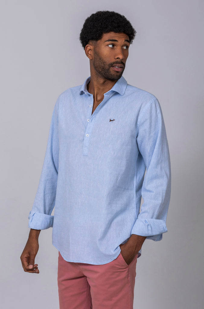 Camisa Ibiza Lino Celeste