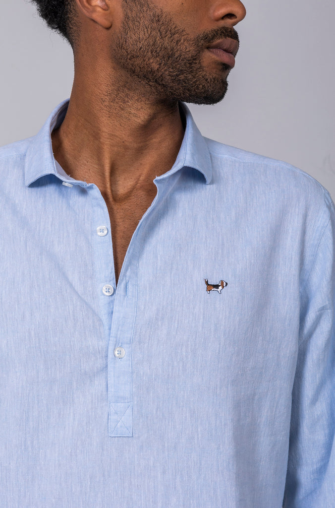 Camisa Ibiza Lino Celeste
