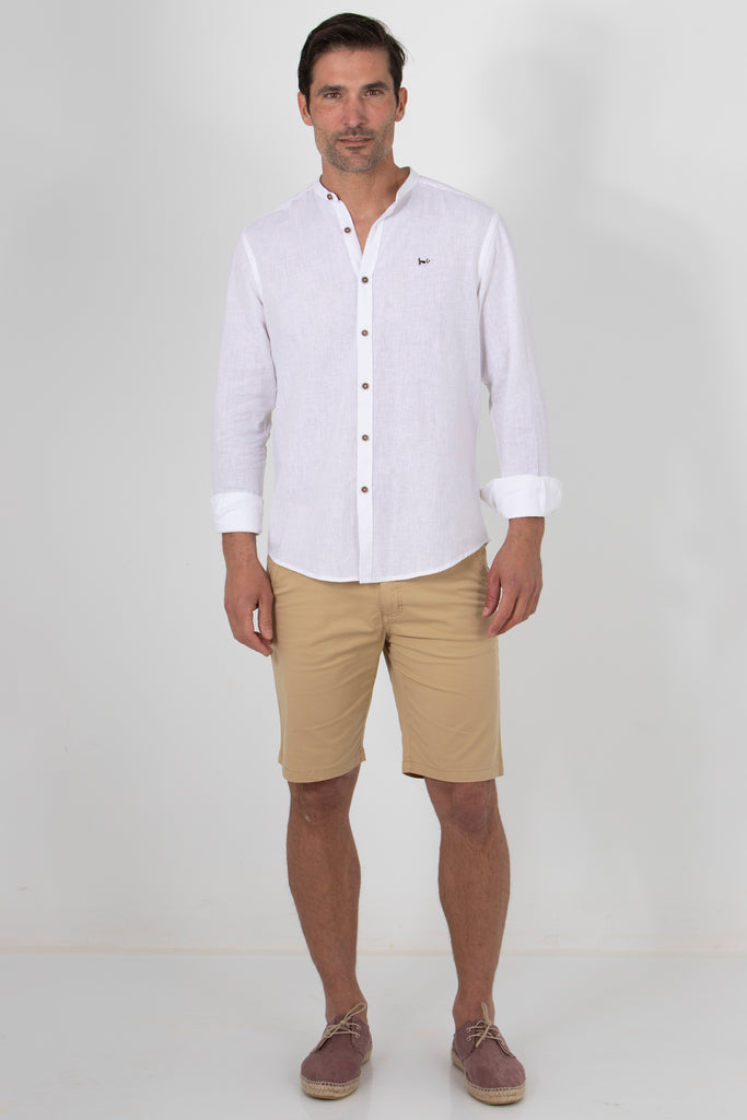 Camisa Creta Cotolino Cuello Mao Blanca