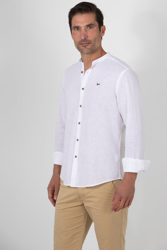 Camisa Creta Cotolino Cuello Mao Blanca