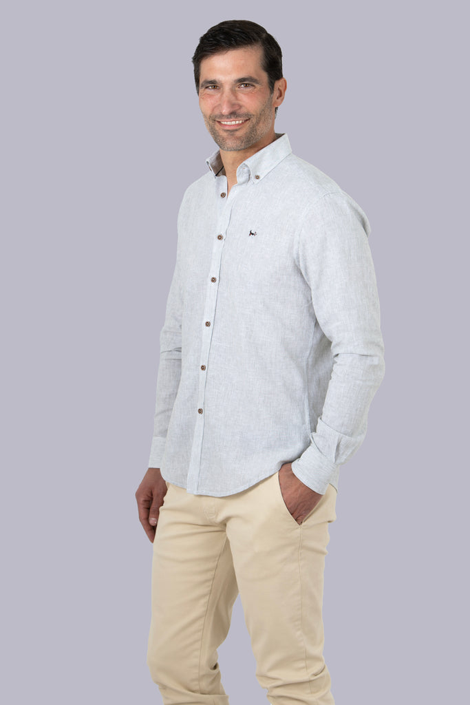 Camisa Marsella Lino Multirayas Verde