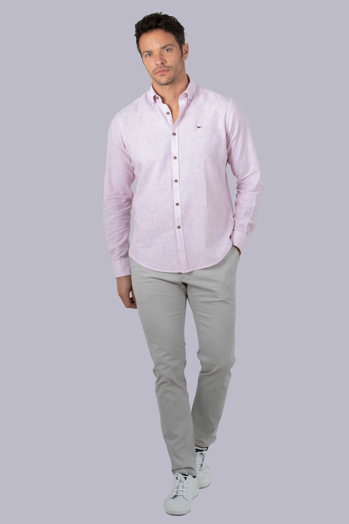 Camisa Marsella Lino Multirayas Rosa