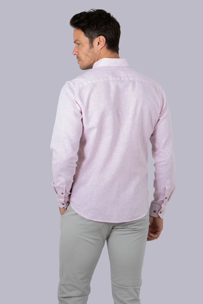 Camisa Marsella Lino Multirayas Rosa