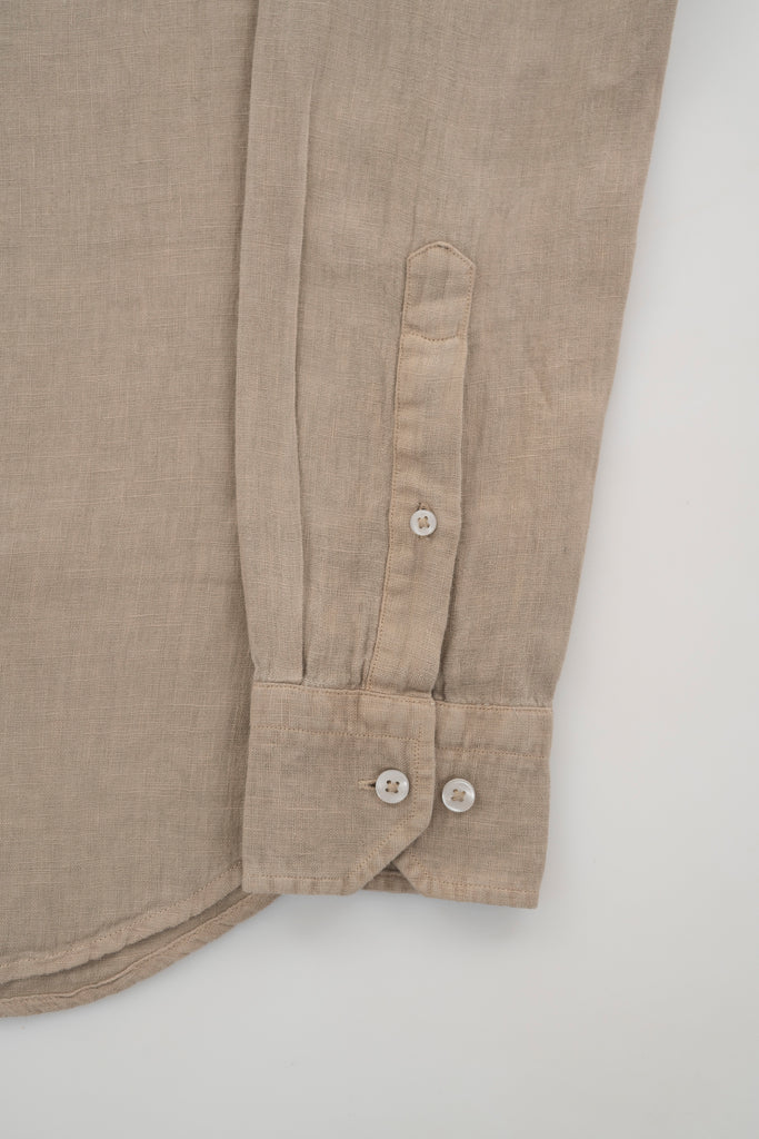 Camisa Milano Premium 100% Lino Cuello Mao Kaki