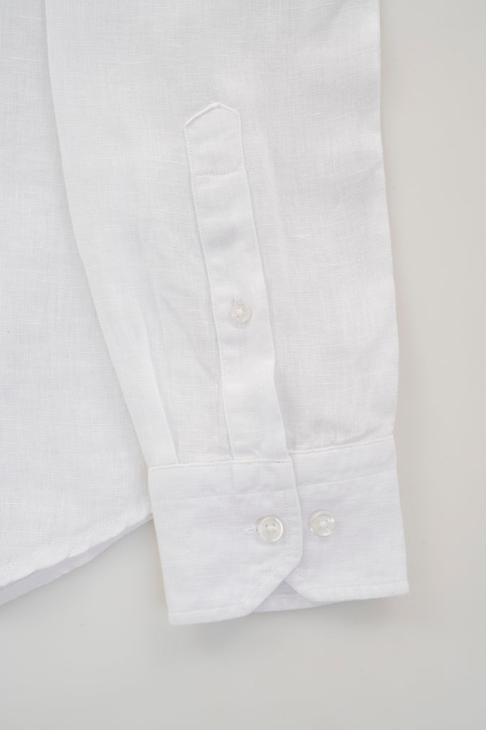Camisa Milano Premium 100% Lino Cuello Mao Blanca
