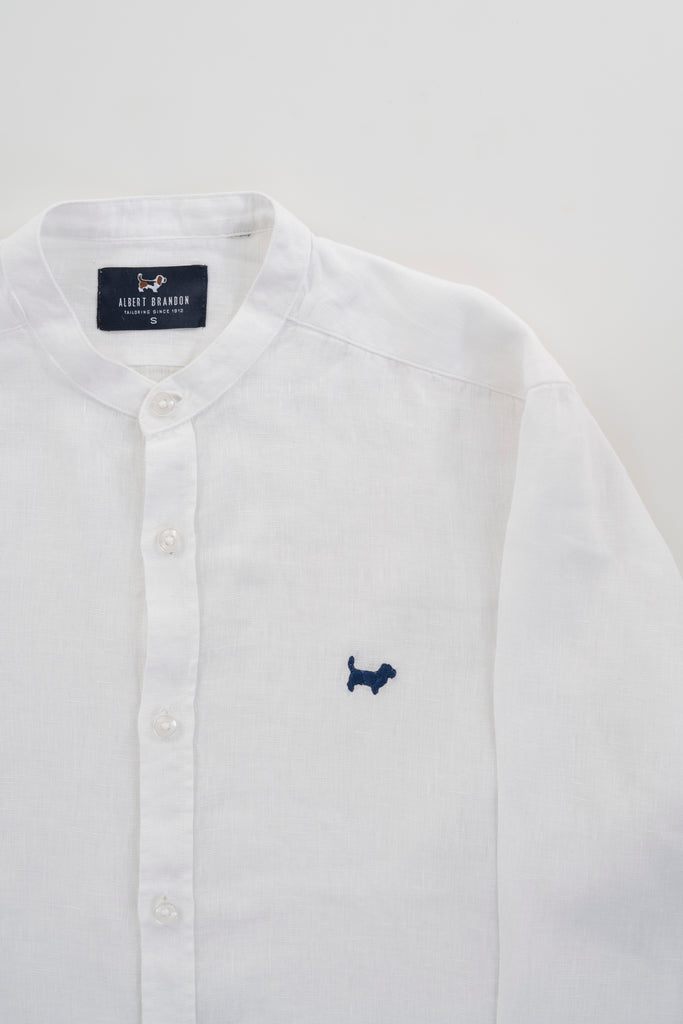 Camisa Milano Premium 100% Lino Cuello Mao Blanca