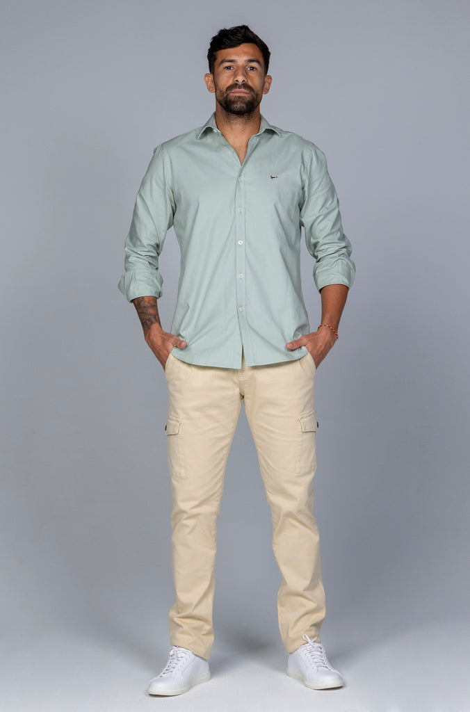 Camisa Piqué Garment Washed Verde Jade
