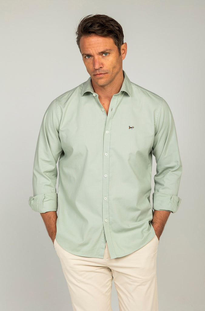 Camisa Estructura Garment Dyed Verde Jade